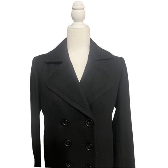 New York & Company Wool Blend Black Button Front Pea Coat - Size 4 - Picture 6 of 14